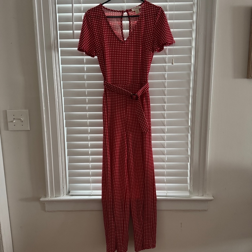 Red and White Checkered Jumpsuit